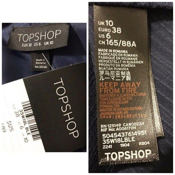 NWT Topshop Navy Off the shoulder Dress, Size 6 - Picture 7 of 9